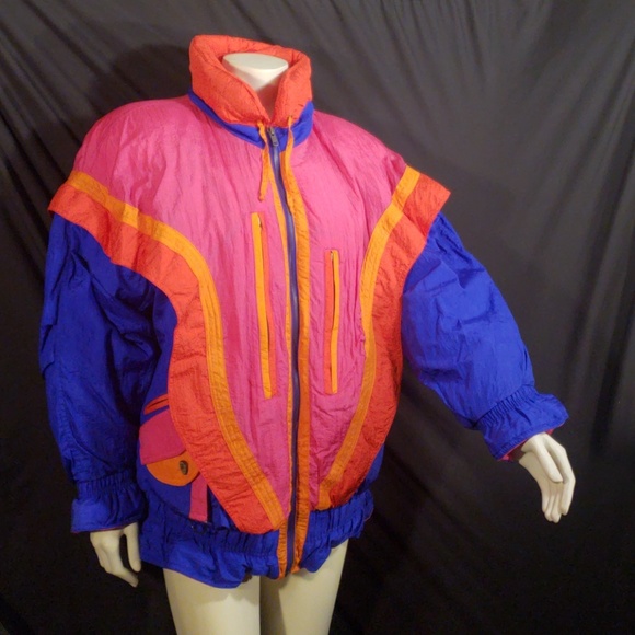 Gallery Jackets & Blazers - Vtg Gallery Puffer Jacket Neon BarbieCore meshed Gorpcore Style